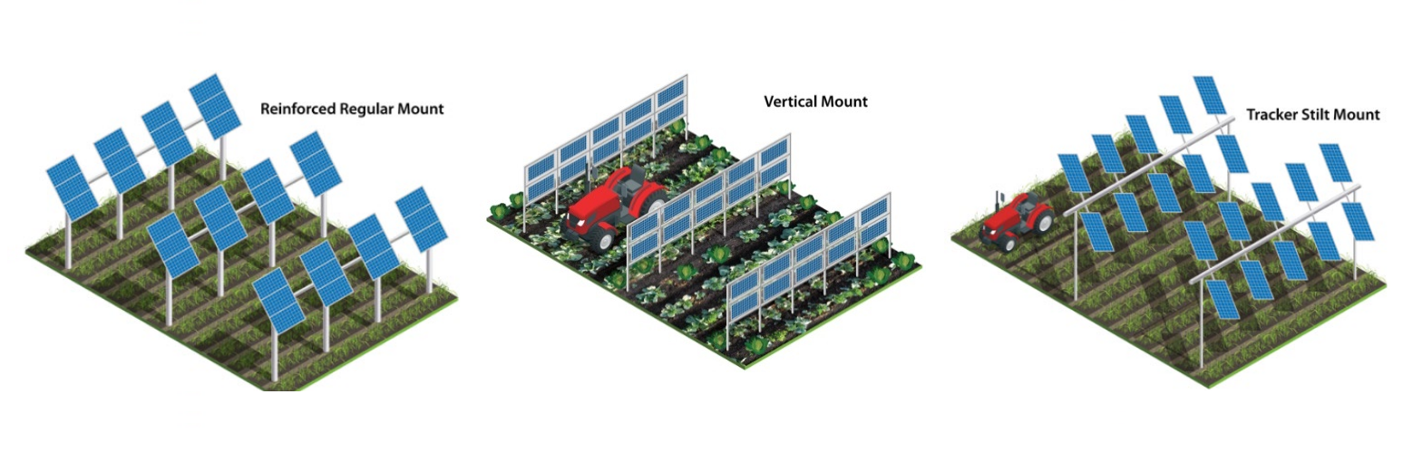 Alternative agrivoltaic design patterns (figure credit: NREL)